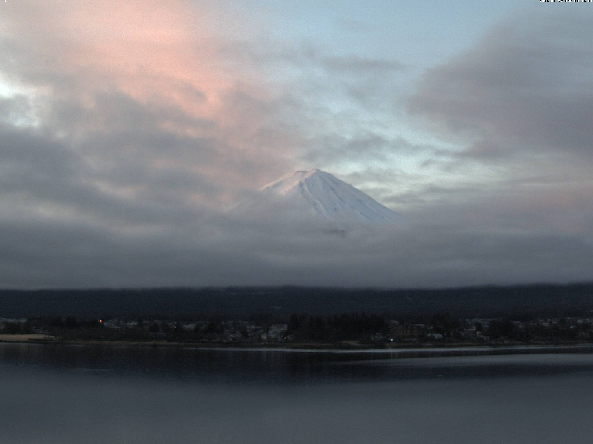 富士山ライブカメラ-河口湖北岸望遠